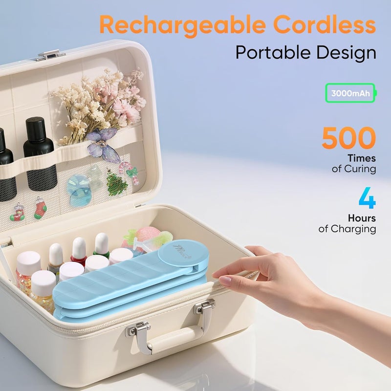 PPESULK Store Cordless UV Light for Resin Curing, Rechargeable Fast UV Light with 34 Beads and LCD Timer Display, Foldable Resin Curing Machine for Resin Molds, DIY Crafts, Jewelry Making(Blue) - Image 5